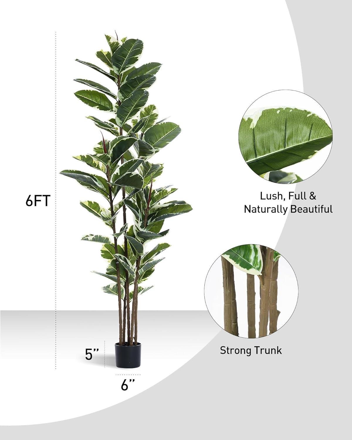 Our Review: 6ft Artificial Rubber Tree - Easy Setup and Stylish Decor