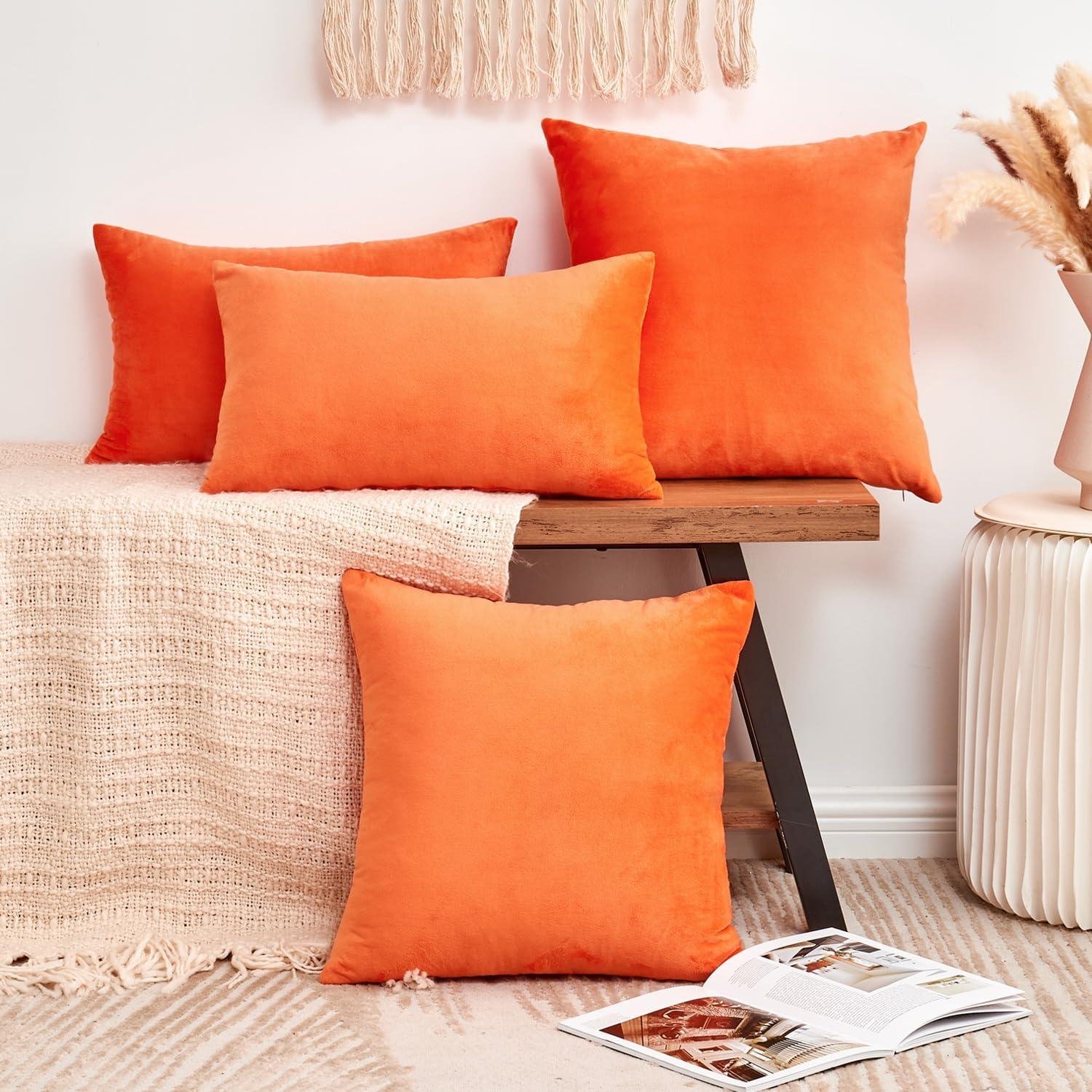 Cozy Elegance: Our Review of Fall Orange Velvet Throw Pillow Covers
