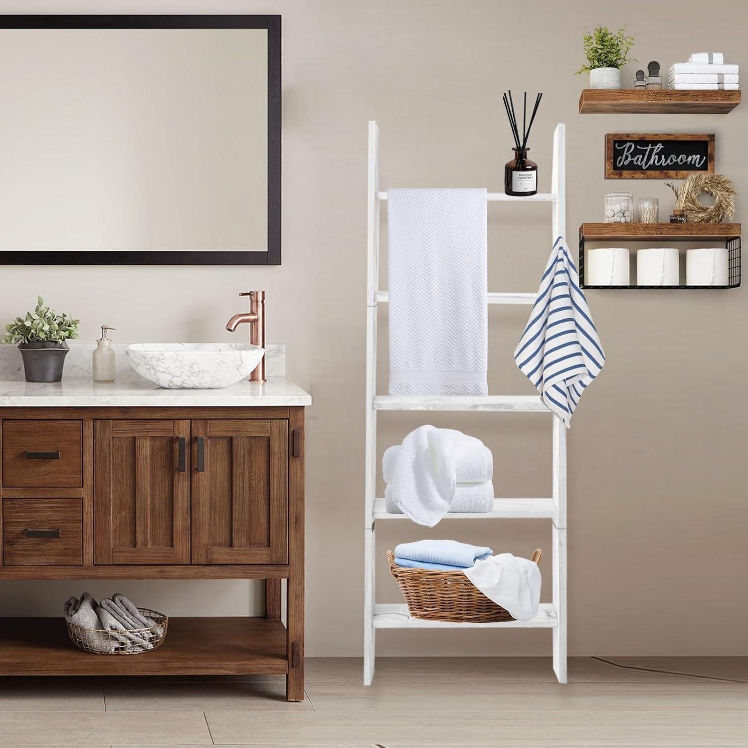 We Tried This 5-Tier Farmhouse Blanket Ladder for Our Home