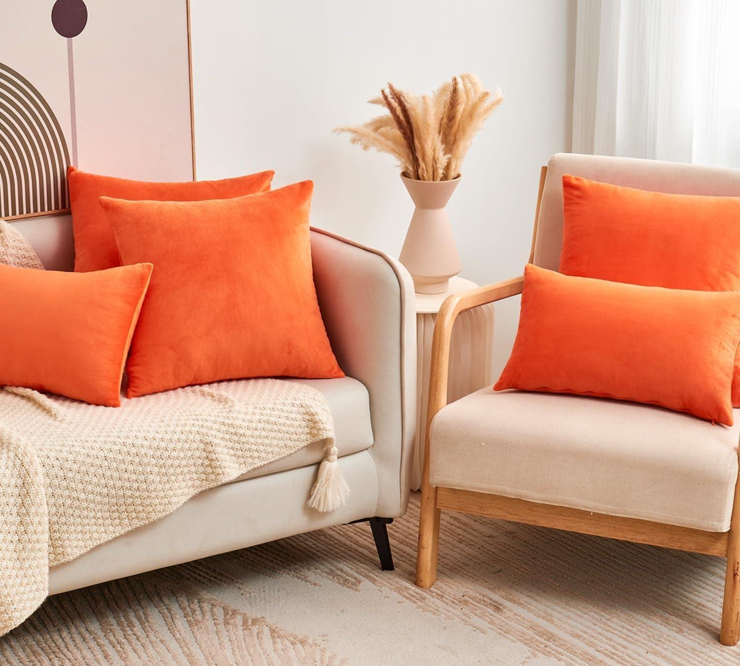 Cozy Elegance: Our Review of Fall Orange Velvet Throw Pillow Covers