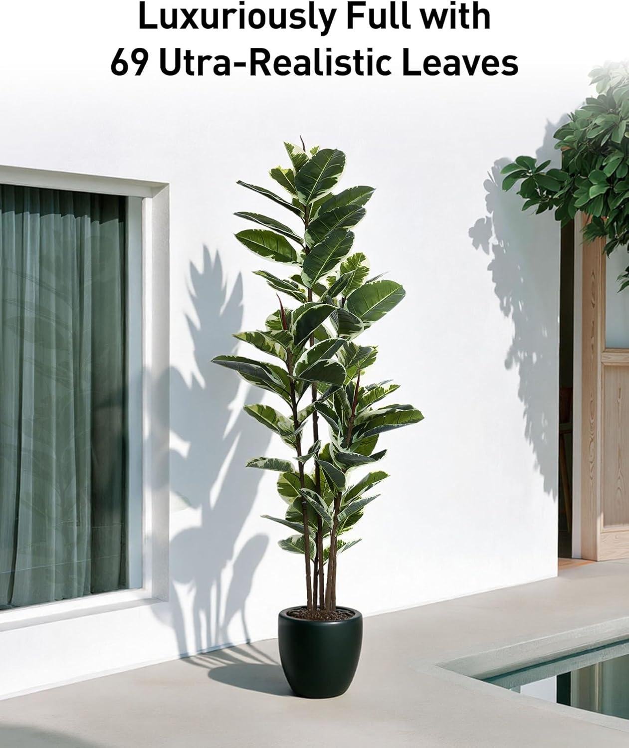 Our Review: 6ft Artificial Rubber Tree - Easy Setup and Stylish Decor