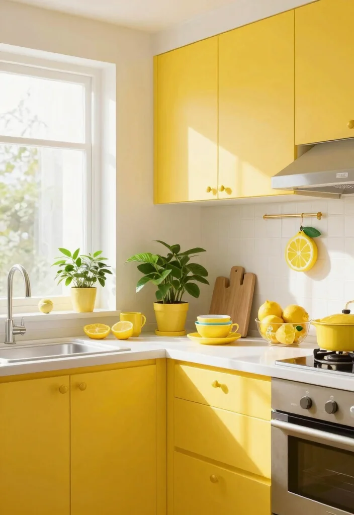 13 Fun Colorful Kitchen Themes That Will Make Cooking a Joy (Don’t Miss #7!) - 2. Sunshine Yellow 1