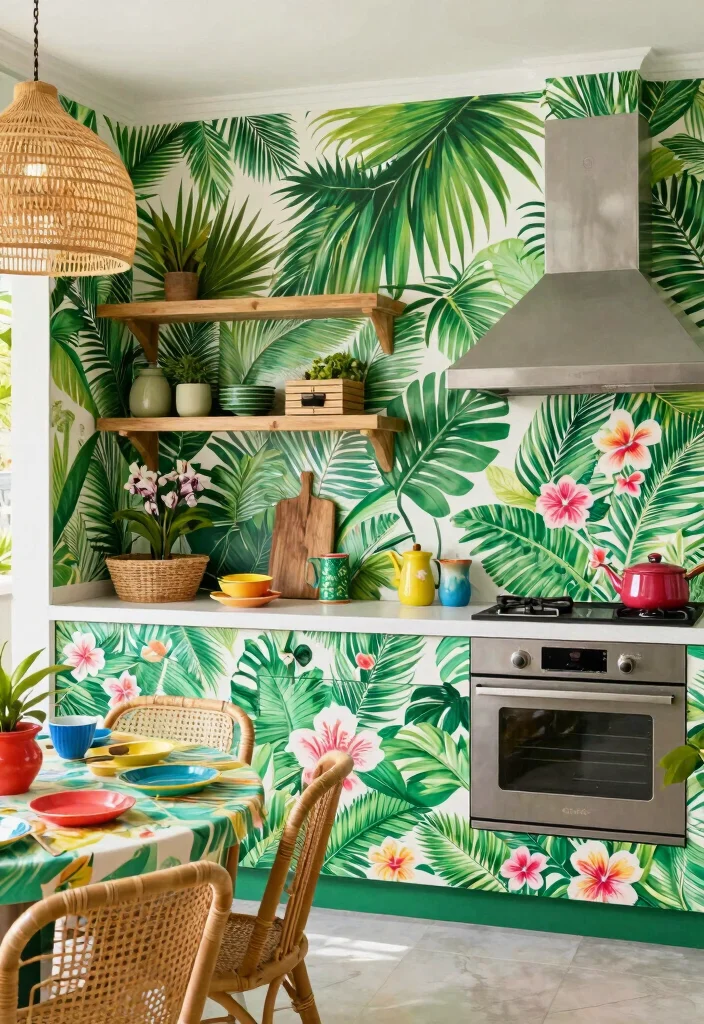 13 Fun Colorful Kitchen Themes That Will Make Cooking a Joy (Don’t Miss #7!) - 9. Tropical Paradise 1