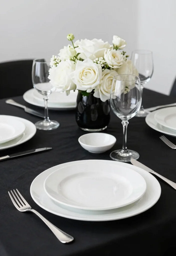 15 Elegant Table Settings That Will Transform Your Dining Experience (You’ll Want to Use #7 Every Time!) - 10. Timeless Black and White 1