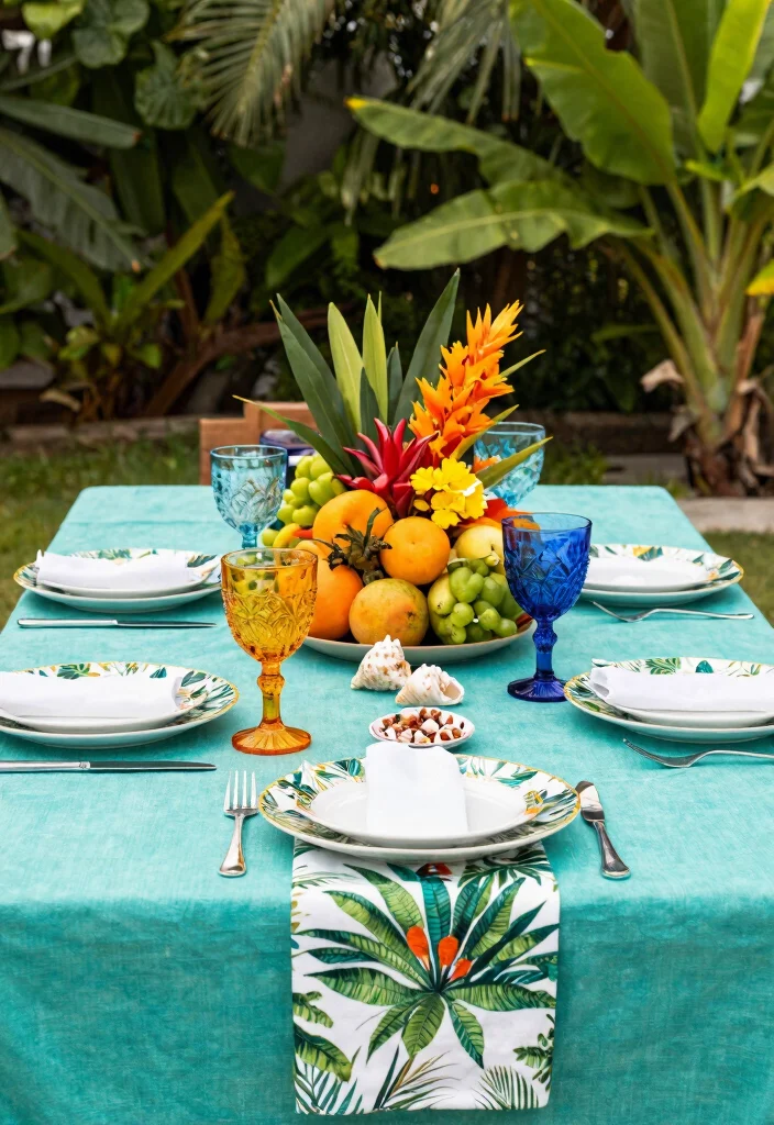 15 Elegant Table Settings That Will Transform Your Dining Experience (You’ll Want to Use #7 Every Time!) - 11. Tropical Escape 1