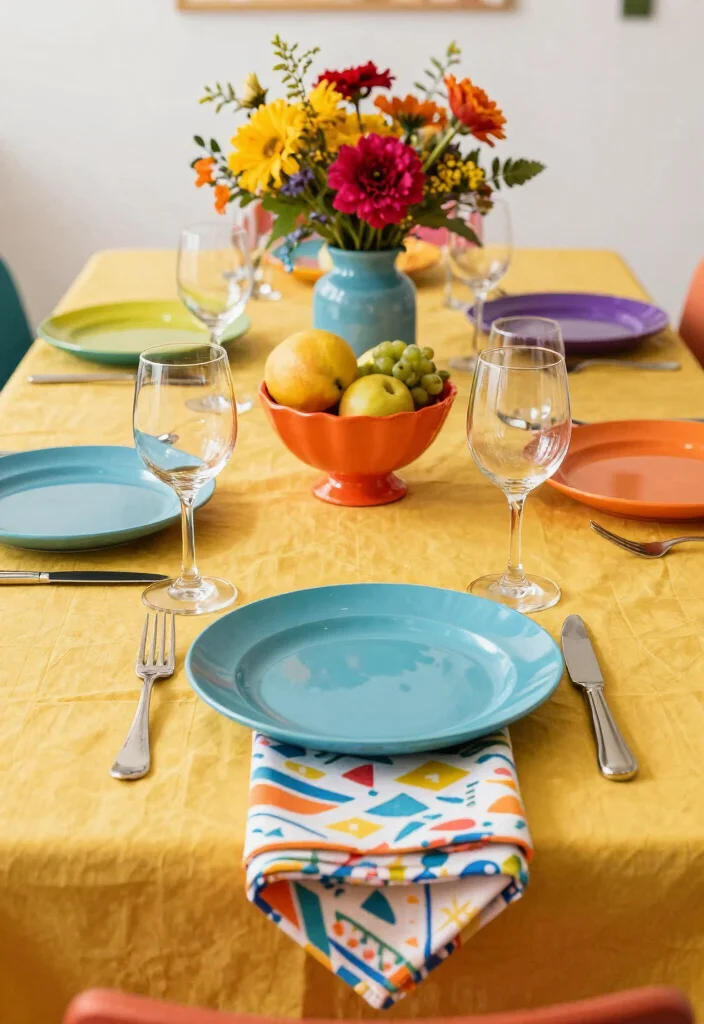 15 Elegant Table Settings That Will Transform Your Dining Experience (You’ll Want to Use #7 Every Time!) - 9. Playful Colors 1