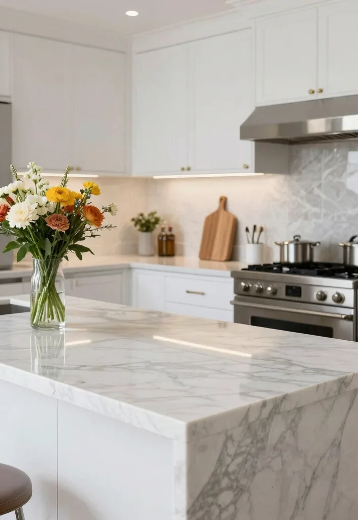 15 Stunning Kitchen Countertop Ideas That Will Transform Your Space (You Won't Believe #6!) - 1. Sleek Marble Countertops 1