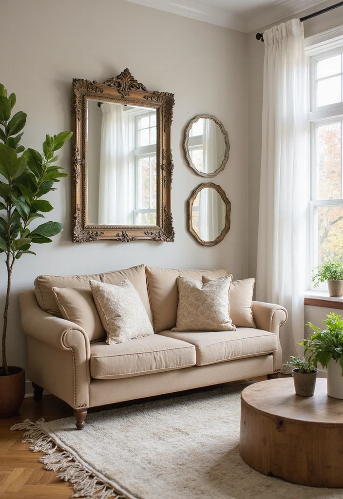 16 Cozy Living Room Tricks to Create a Warm Ambiance (You’ll Be Surprised by #5!) - 8. Use of Mirrors 1