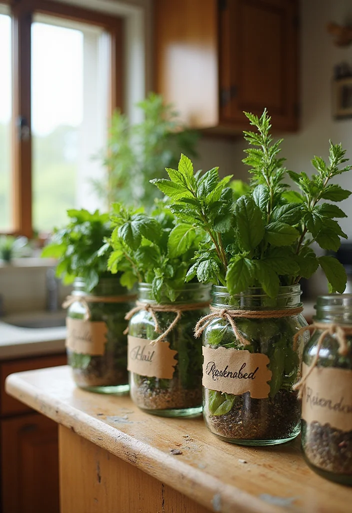 16 Eco-Friendly DIY Home Improvement Projects to Make Your Home Greener! - 3. Mason Jar Herb Garden 1