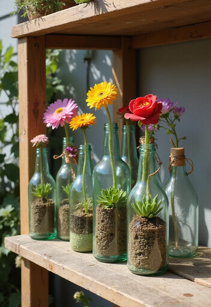 16 Eco-Friendly DIY Home Improvement Projects to Make Your Home Greener! - 5. DIY Glass Bottle Planters 1
