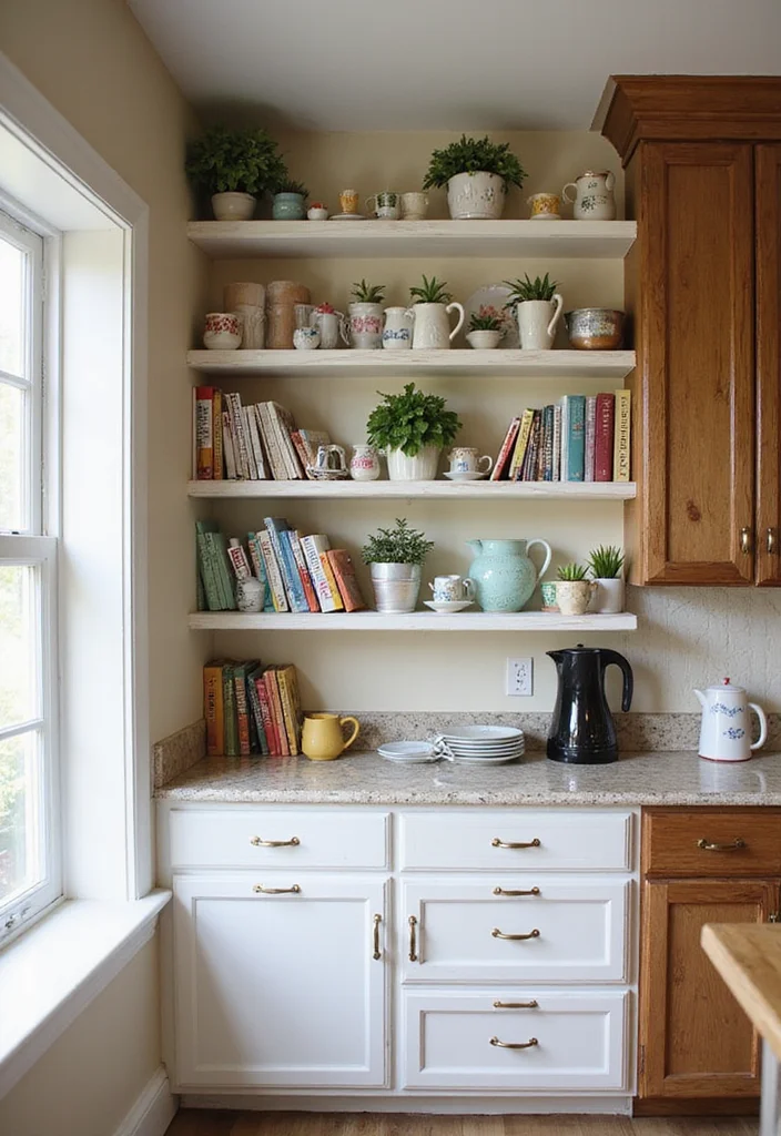16 Open Shelving Ideas for Rustic Kitchen Decor That'll Wow Your Guests! - 1. Farmhouse Chic with Whitewashed Shelves 1
