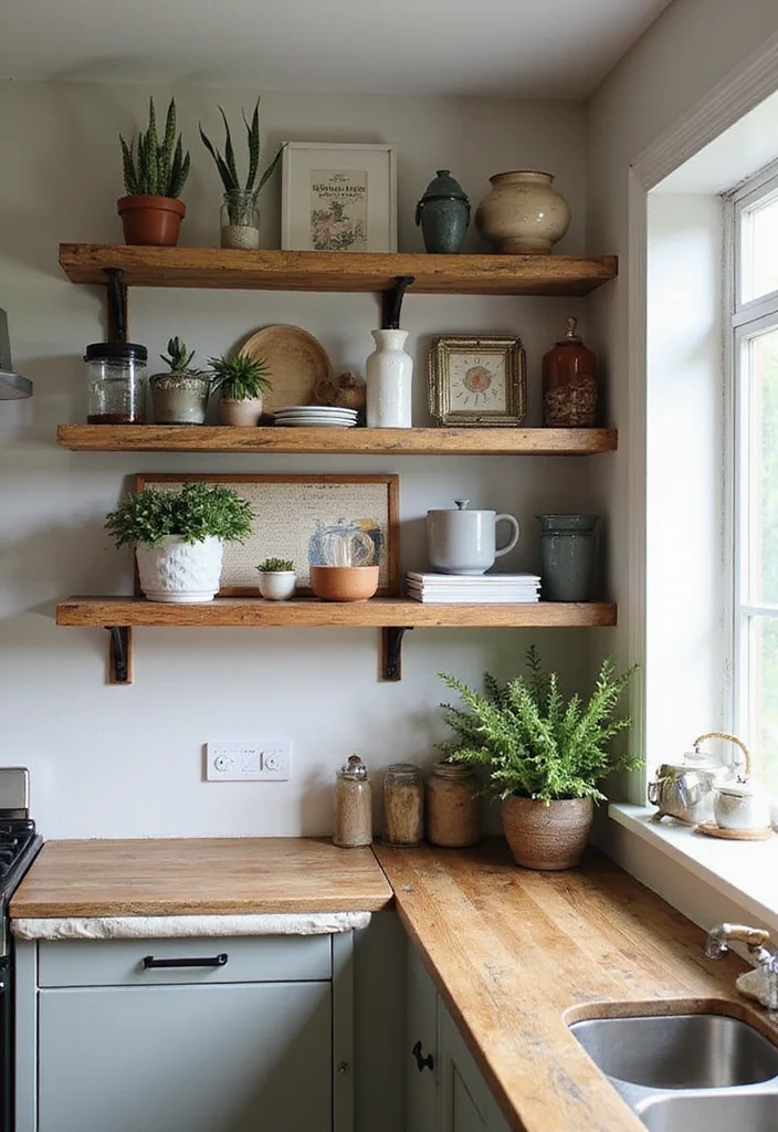 16 Open Shelving Ideas for Rustic Kitchen Decor That'll Wow Your Guests! - 10. Layered Shelving for Depth 1