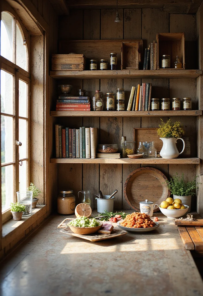 16 Open Shelving Ideas for Rustic Kitchen Decor That'll Wow Your Guests! - 12. Open Shelving with Vintage Crates 1