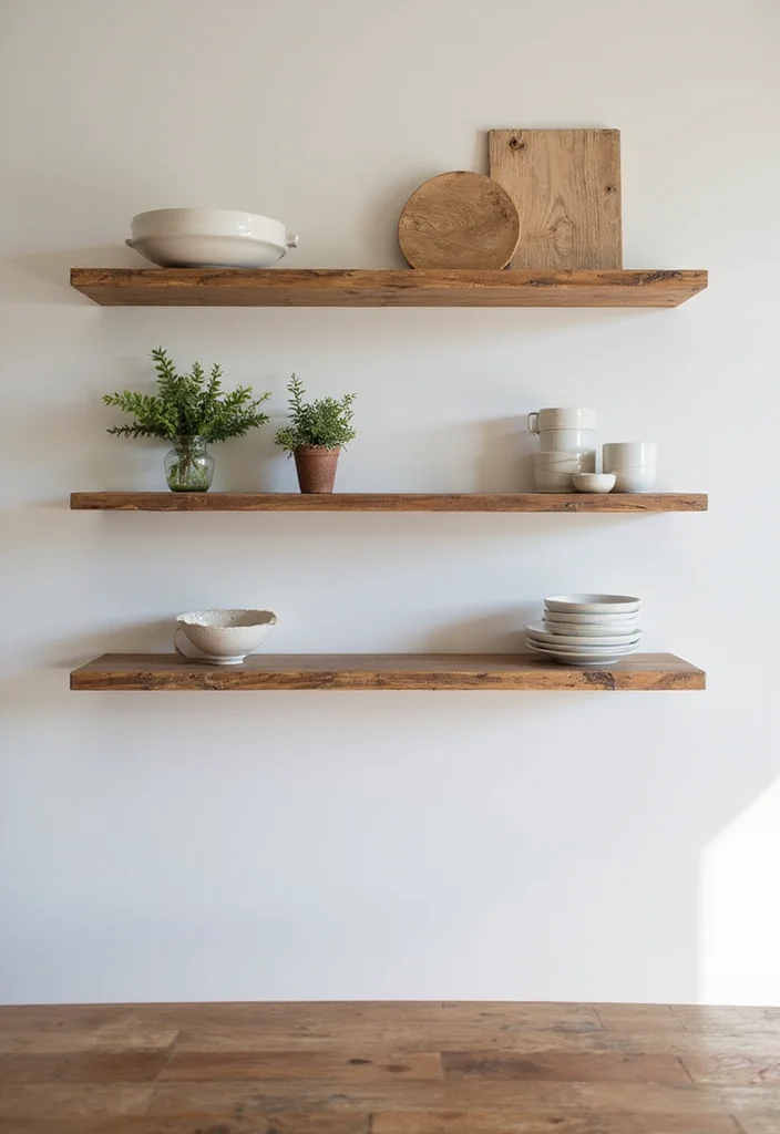 16 Open Shelving Ideas for Rustic Kitchen Decor That'll Wow Your Guests! - 15. Embrace Minimalism with Bare Shelves 1