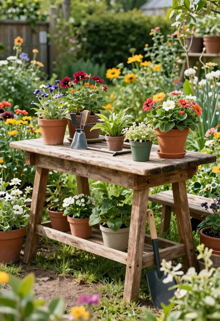 18 Stunning Rustic Farmhouse Furniture Pieces That Will Define Your Style! - 12. Rustic Potting Table 1