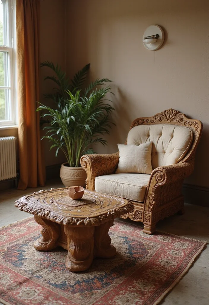 20 Cozy Living Room Ideas with Bohemian Charm (You Won’t Believe #7!) - 10. Artistic Furniture Choices 1