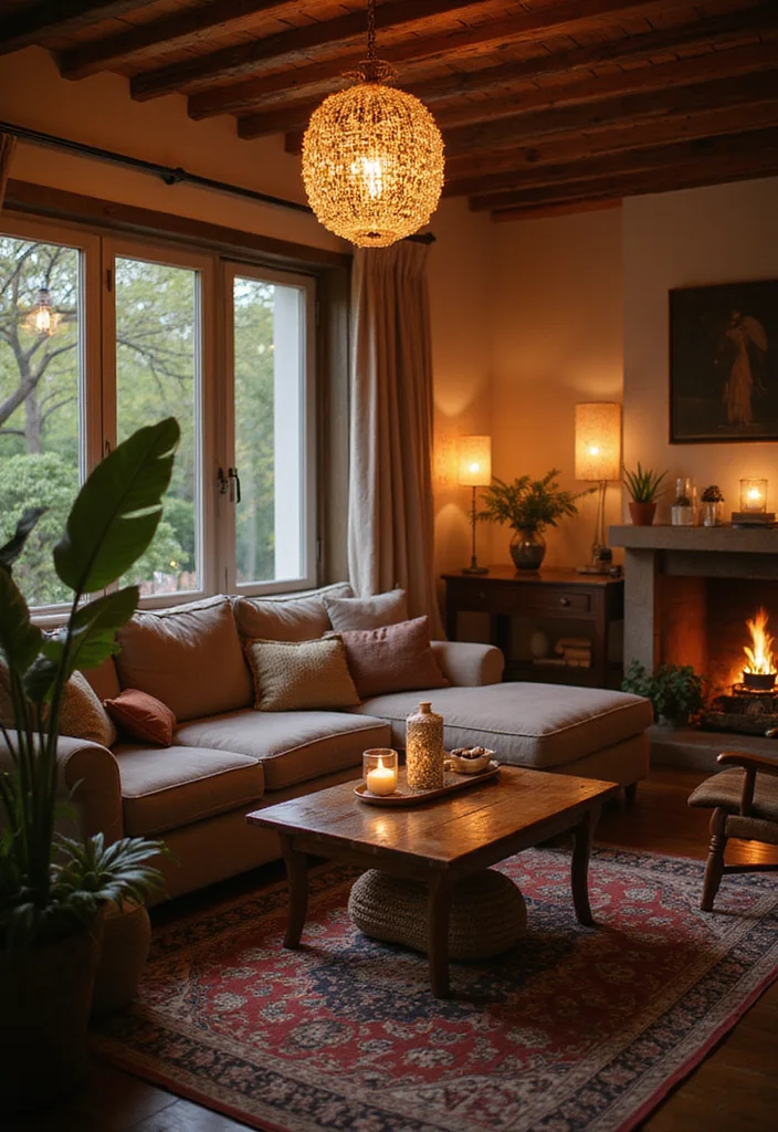 20 Cozy Living Room Ideas with Bohemian Charm (You Won’t Believe #7!) - 18. Soft, Cozy Lighting Fixtures 1