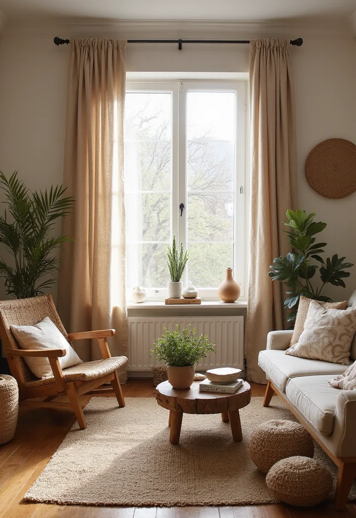 20 Cozy Living Room Ideas with Bohemian Charm (You Won’t Believe #7!) - 20. Warmth of Natural Elements 1