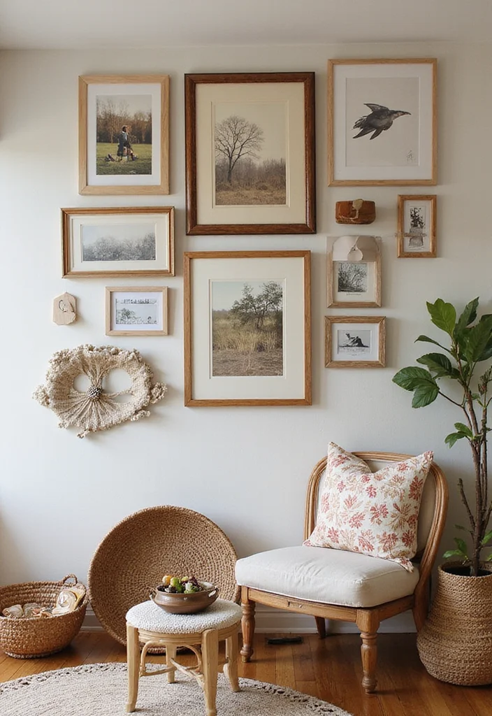 20 Cozy Living Room Ideas with Bohemian Charm (You Won’t Believe #7!) - 5. Eclectic Gallery Walls 1