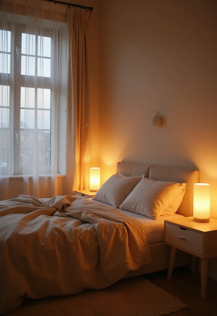 20 Tranquil Minimalist Bedroom Decor Tips That Will Elevate Your Atmosphere! - 6. Soft Lighting is Essential 1