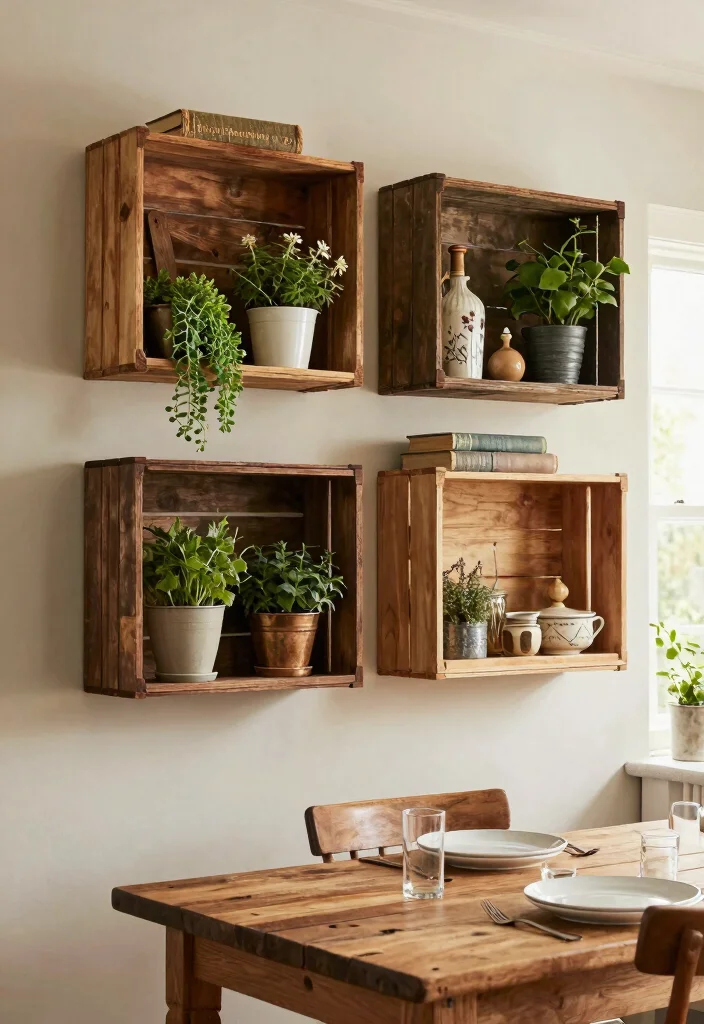 22 Vintage Wall Art Ideas to Completely Transform Your Home (You’ll Love #10!) - 15. Vintage Wine Crates as Wall Decor 1