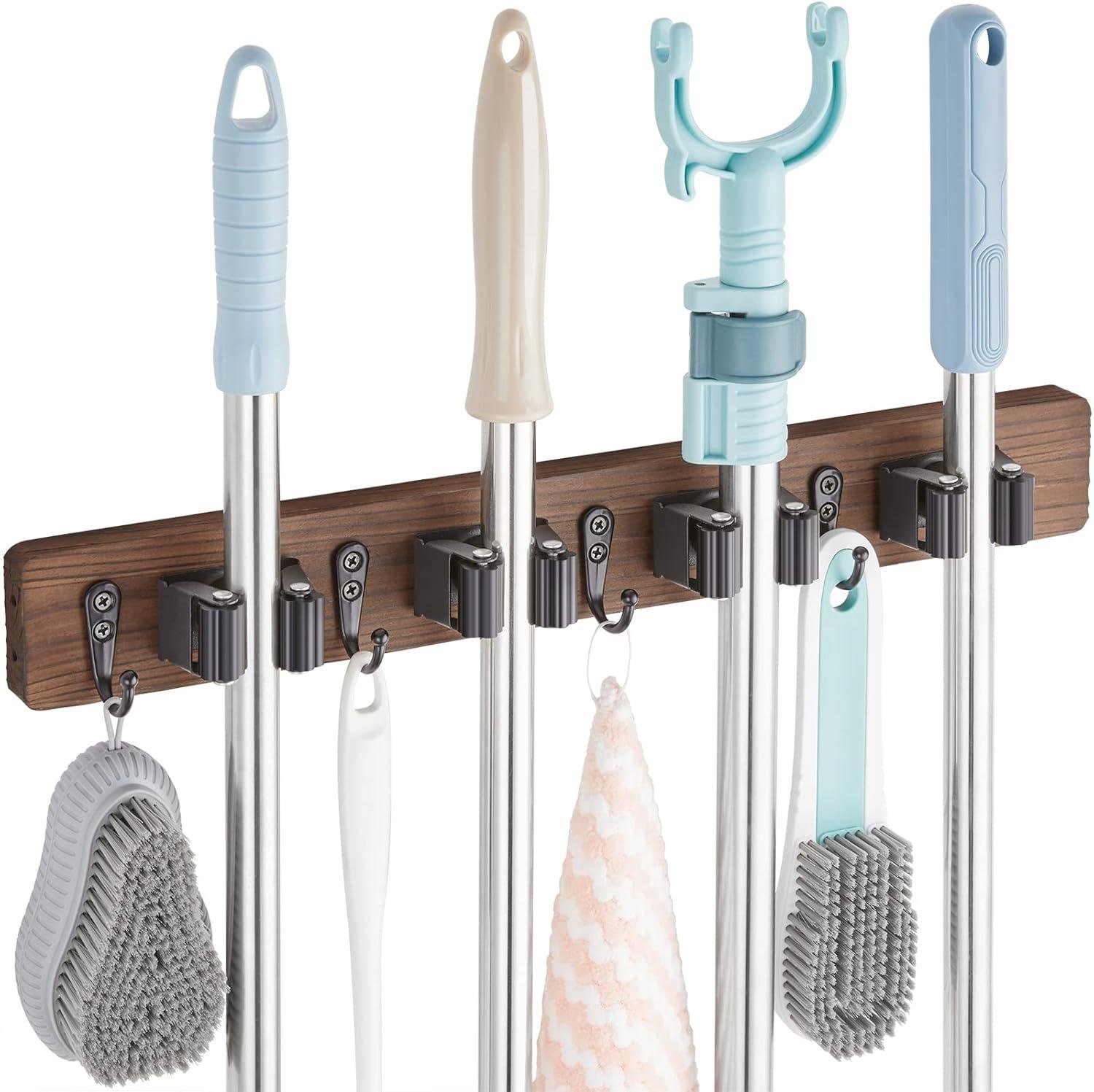 Rustic Charm Meets Organization: Our Review of the Wall-Mounted Mop and Broom Holder