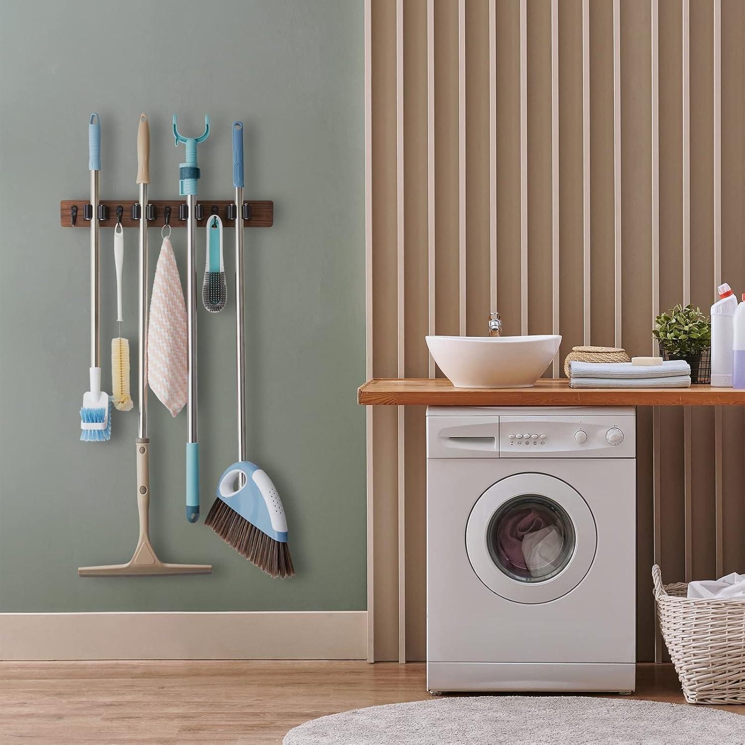 Rustic Charm Meets Organization: Our Review of the Wall-Mounted Mop and Broom Holder