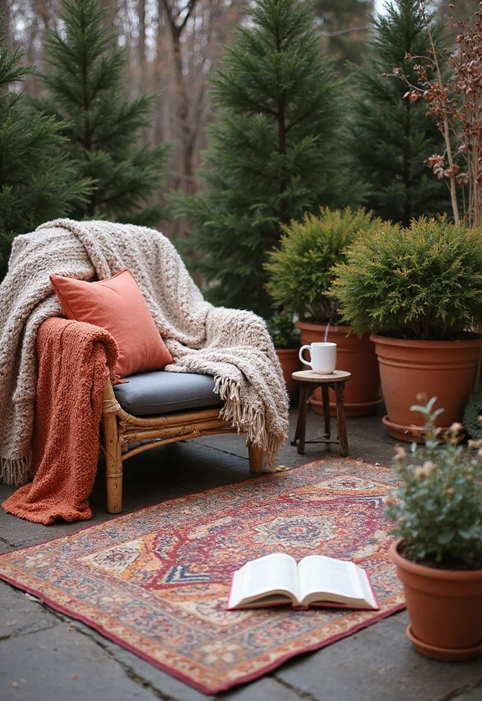 10 Winter Patio Ideas That Will Keep You Warm and Cozy All Season Long! - 2. Layered Textiles for Comfort 1