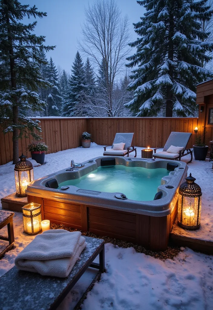 10 Winter Patio Ideas That Will Keep You Warm and Cozy All Season Long! - 5. Incorporate a Hot Tub 1