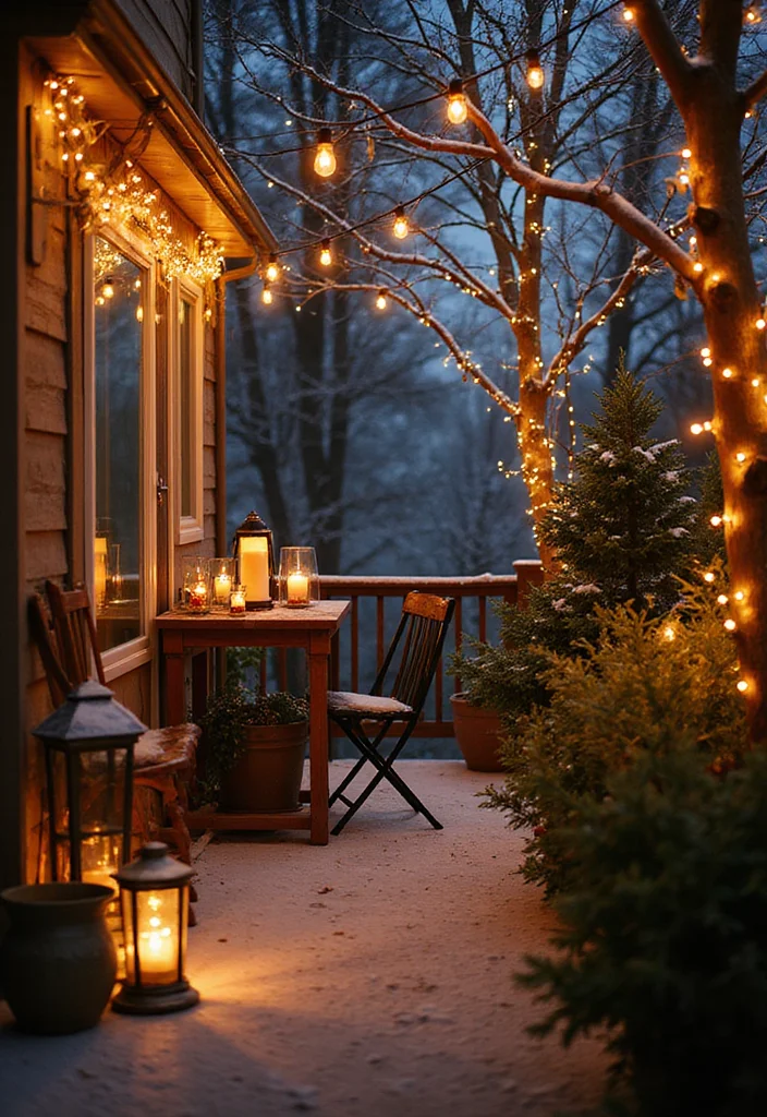 10 Winter Patio Ideas That Will Keep You Warm and Cozy All Season Long! - 6. Add Decorative Lighting 1