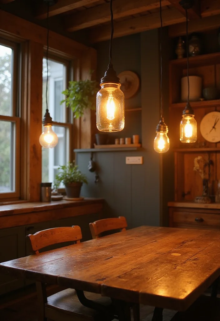 12 Budget-Friendly Farmhouse Kitchen DIY Projects That Will Transform Your Space! - 9. Rustic Light Fixtures 1