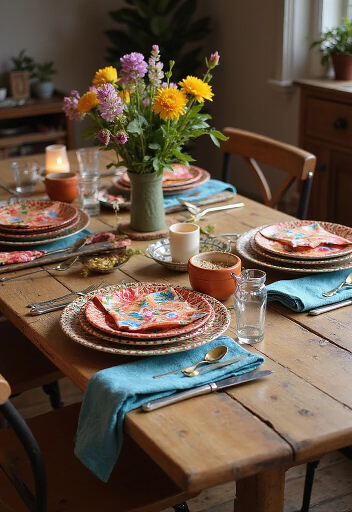 12 Stunning Bohemian Home Accents That Will Transform Your Space (You Won't Believe #8!) - 9. Colorful Tableware 1