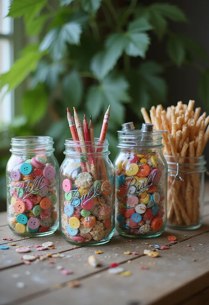 13 Craft Home Decor Projects That Are So Easy, Your Kids Can Help Too! (#4 Is Adorable!) - 6. Decorative Mason Jars 1