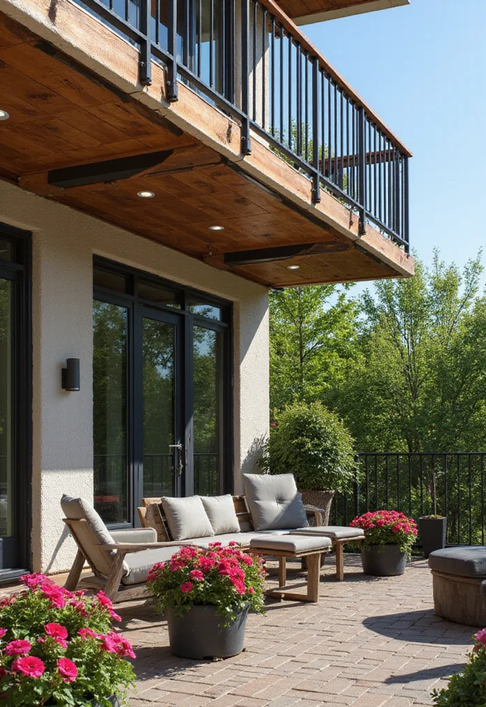 14 Wood Balcony Railings That Blend Safety with Style (Your Guests Will Be Impressed!) - 10. Artistic Metal and Wood Combination 1