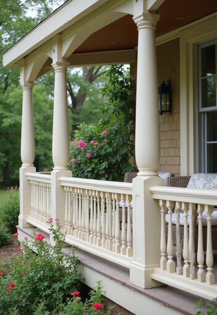 14 Wood Balcony Railings That Blend Safety with Style (Your Guests Will Be Impressed!) - 3. Classic Colonial Style 1