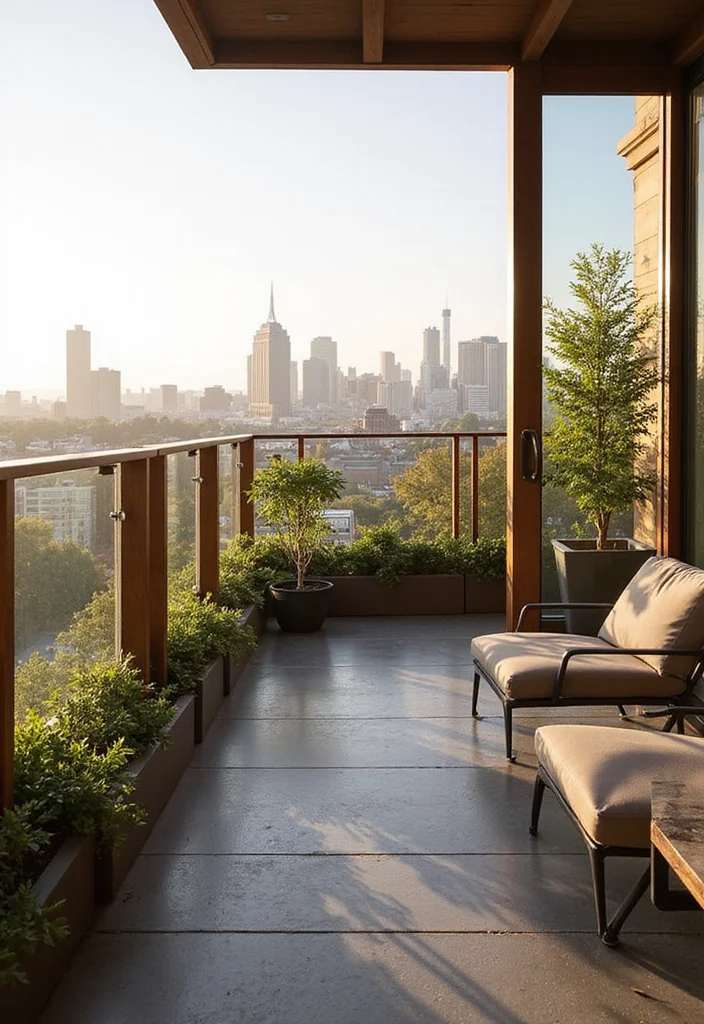 14 Wood Balcony Railings That Blend Safety with Style (Your Guests Will Be Impressed!) - 4. Contemporary Glass and Wood Fusion 1