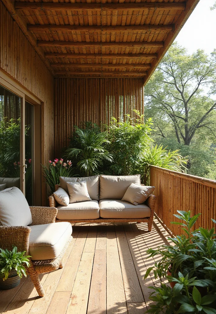 14 Wood Balcony Railings That Blend Safety with Style (Your Guests Will Be Impressed!) - 7. Eco-Friendly Bamboo Railings 1