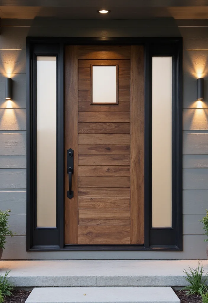 15 Rustic Front Door Ideas That’ll Make Your Home Feel Like a Cozy Retreat! - 10. Modern Rustic Blend 1