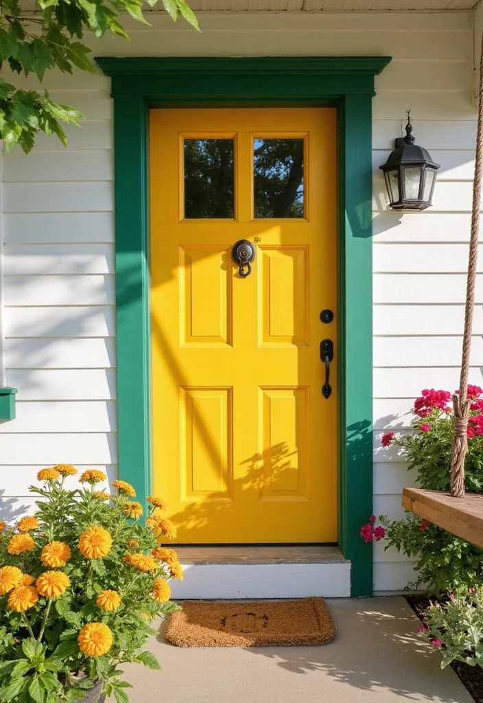 15 Rustic Front Door Ideas That’ll Make Your Home Feel Like a Cozy Retreat! - 5. Colorful Cottage Door 1