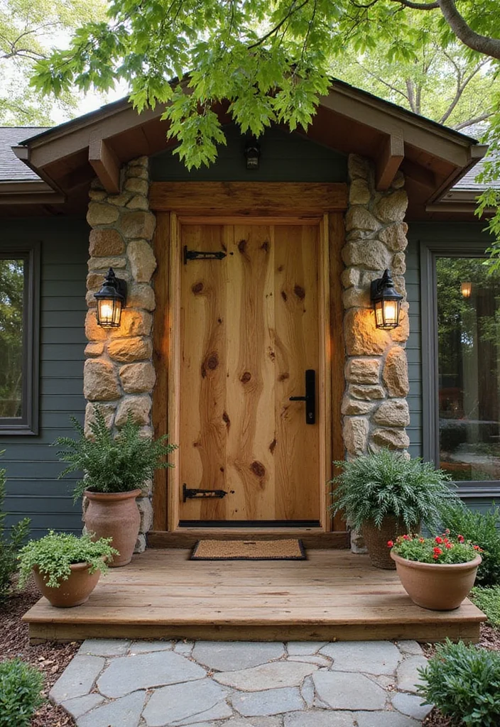 15 Rustic Front Door Ideas That’ll Make Your Home Feel Like a Cozy Retreat! - 7. Natural Elements 1