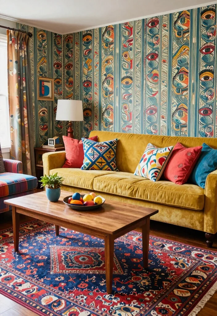 16 Cozy Living Room Ideas That Are Trending Right Now (Don't Miss #11!) - 11. Bold Patterns 1