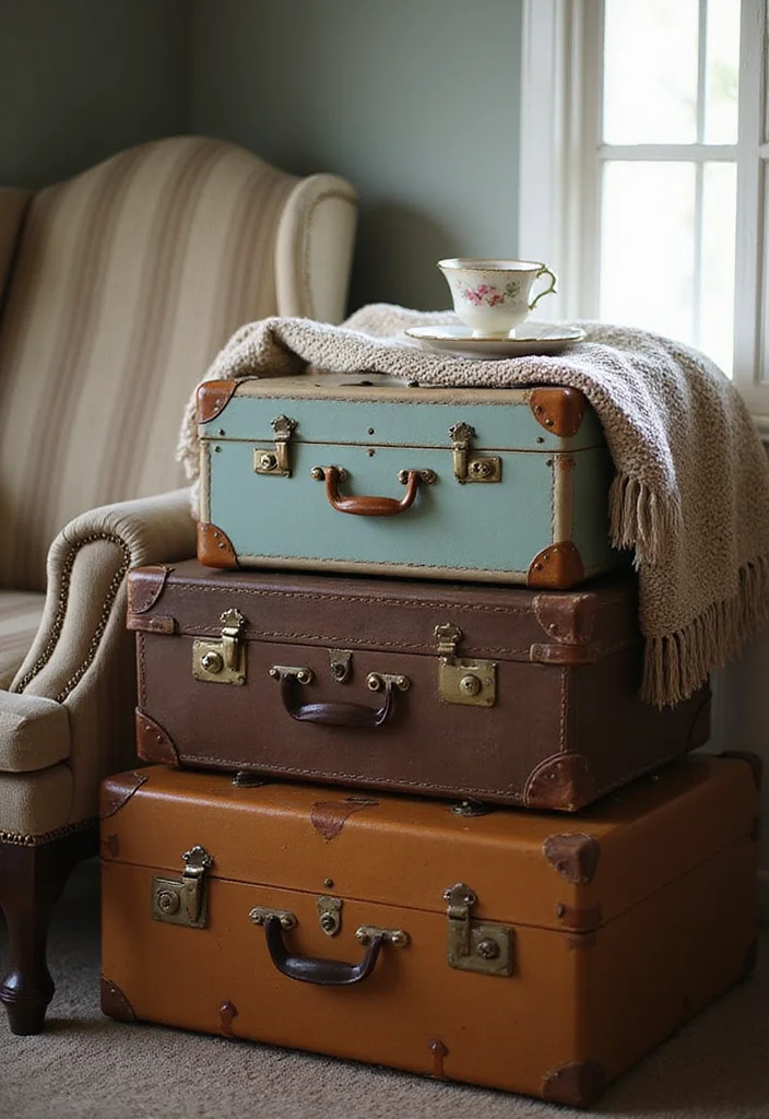 17 Unique Vintage Home Accents You Never Knew You Needed (Prepare to Be Inspired!) - 2. Vintage Suitcase 1