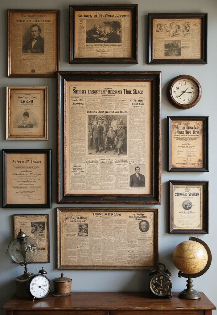 19 Vintage Wall Art Ideas That Will Instantly Upgrade Your Home's Style! - 10. Vintage Newspaper Clippings 1