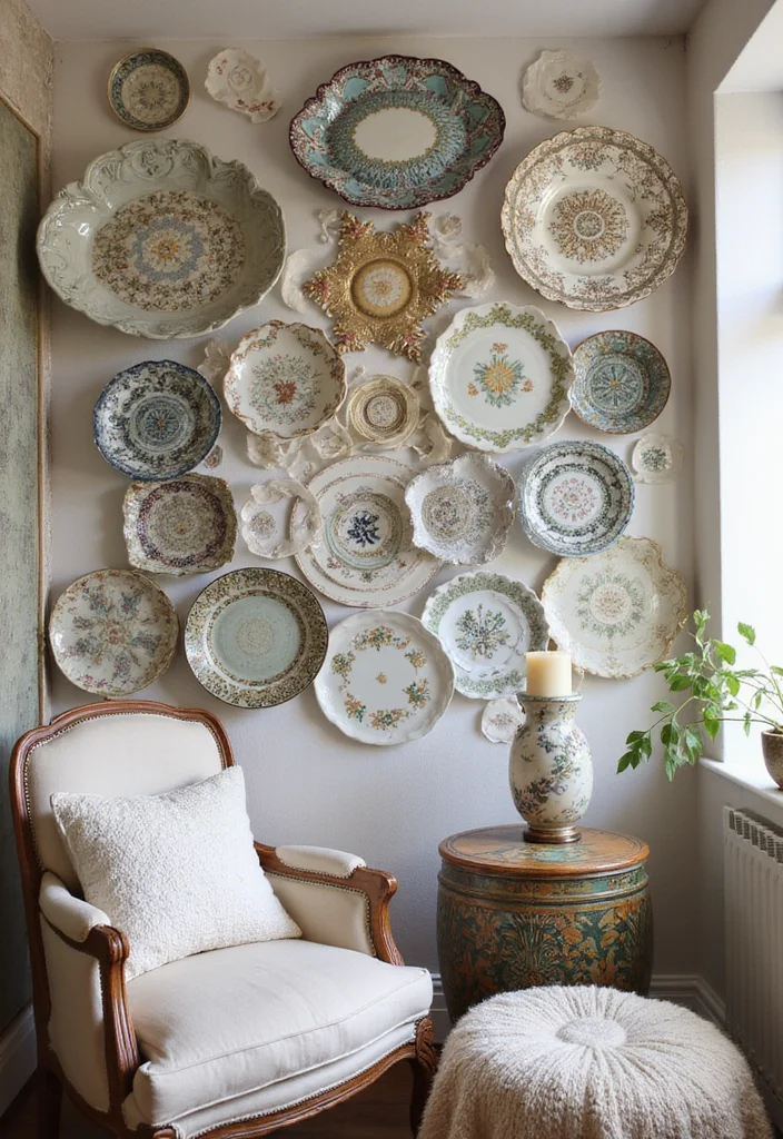 19 Vintage Wall Art Ideas That Will Instantly Upgrade Your Home's Style! - 16. Vintage Plates Display 1