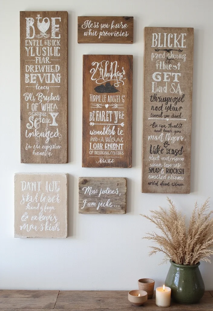 19 Vintage Wall Art Ideas That Will Instantly Upgrade Your Home's Style! - 5. Rustic Wooden Signs 1
