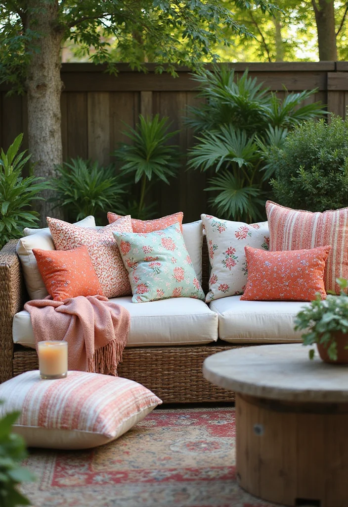 25 Patio Furniture Ideas for a Stylish and Comfortable Outdoor Space! - 14. Elegant Cushions and Throws 1