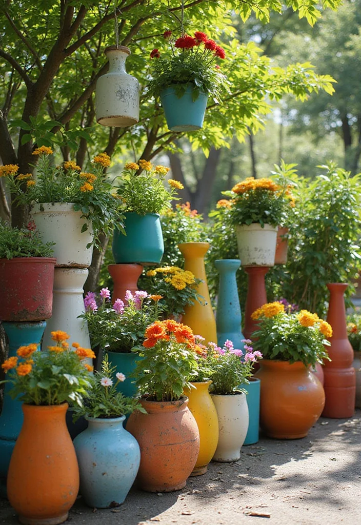 25 Patio Furniture Ideas for a Stylish and Comfortable Outdoor Space! - 15. Artistic Planters 1