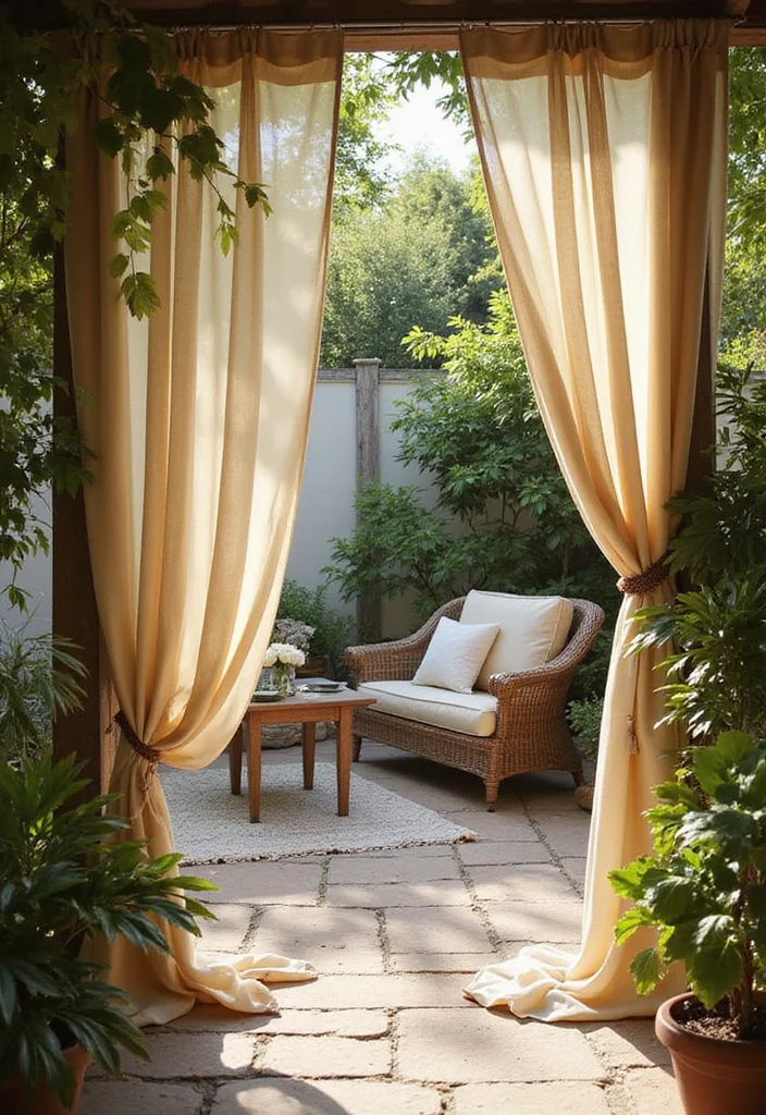 25 Patio Furniture Ideas for a Stylish and Comfortable Outdoor Space! - 16. Outdoor Curtains for Privacy 1