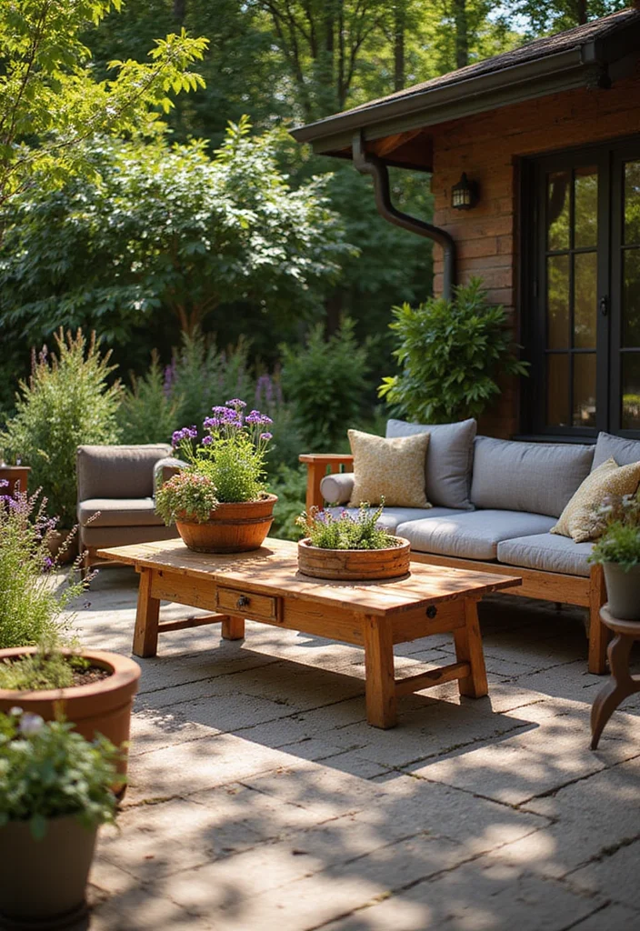 25 Patio Furniture Ideas for a Stylish and Comfortable Outdoor Space! - 20. Rustic Wooden Accents 1