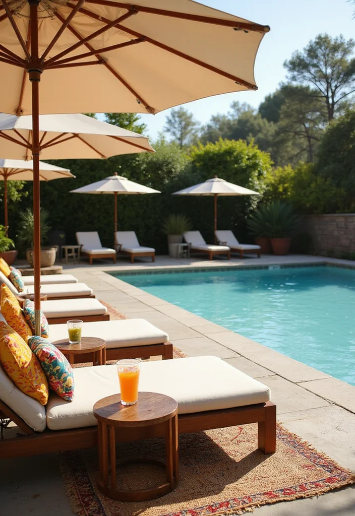 25 Patio Furniture Ideas for a Stylish and Comfortable Outdoor Space! - 24. Stylish Poolside Furniture 1